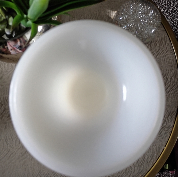 Vintage White Milk Glass Footed Vase, Ruffled Edge Hobnail Dots, 9.5 inch - Picture 4 of 4